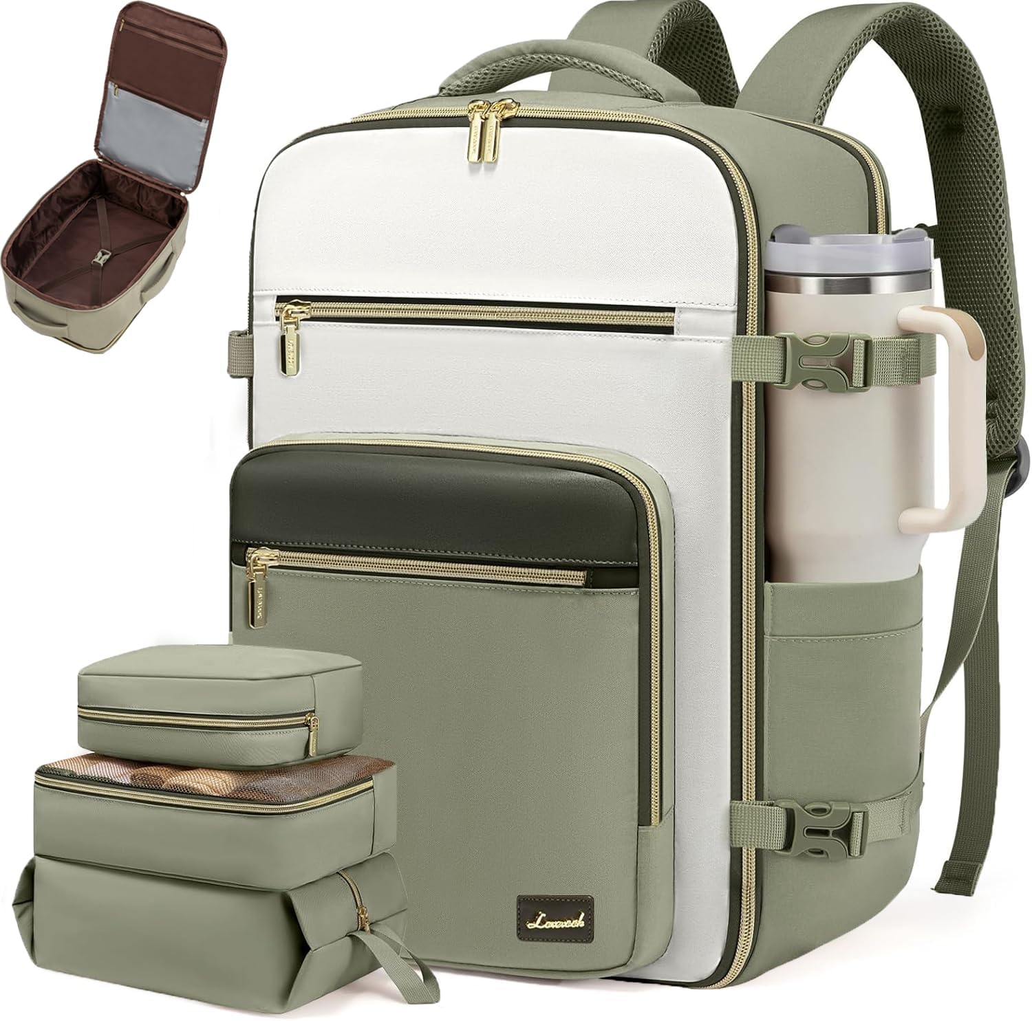 Travel Backpack For Women,40L Carry On Backpack Flight Approved,TSA Personal Item Travel Bag Fits 17 Inch Laptop,Business Weekender Overnight Daypack with Back Pad and Chest Buckle,Cubes